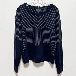 J. Crew Chic Navy Blue Striped Cotton Blend Cozy preppy Pullover Sweatshirt